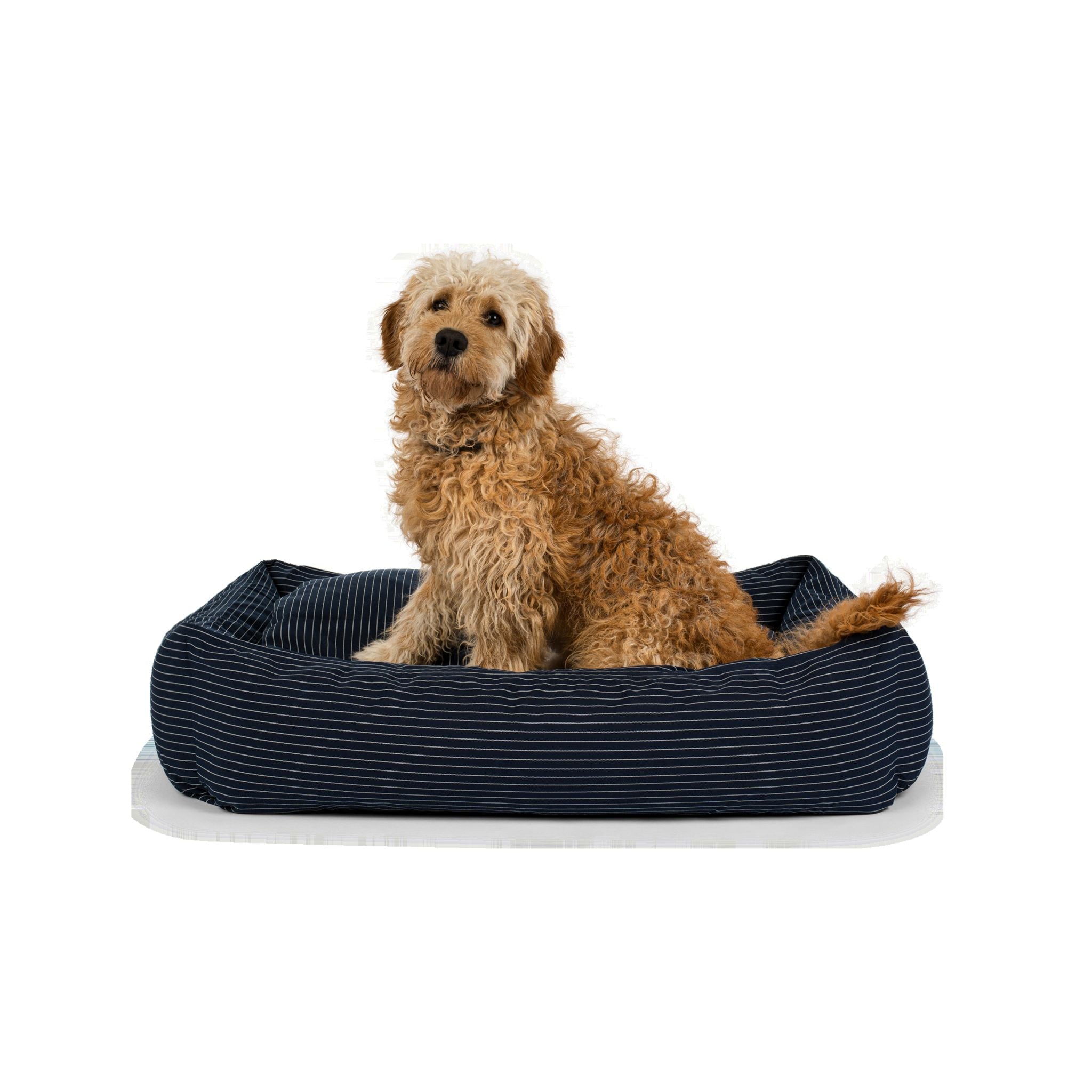 Hundebett Navy pinstripe Medium