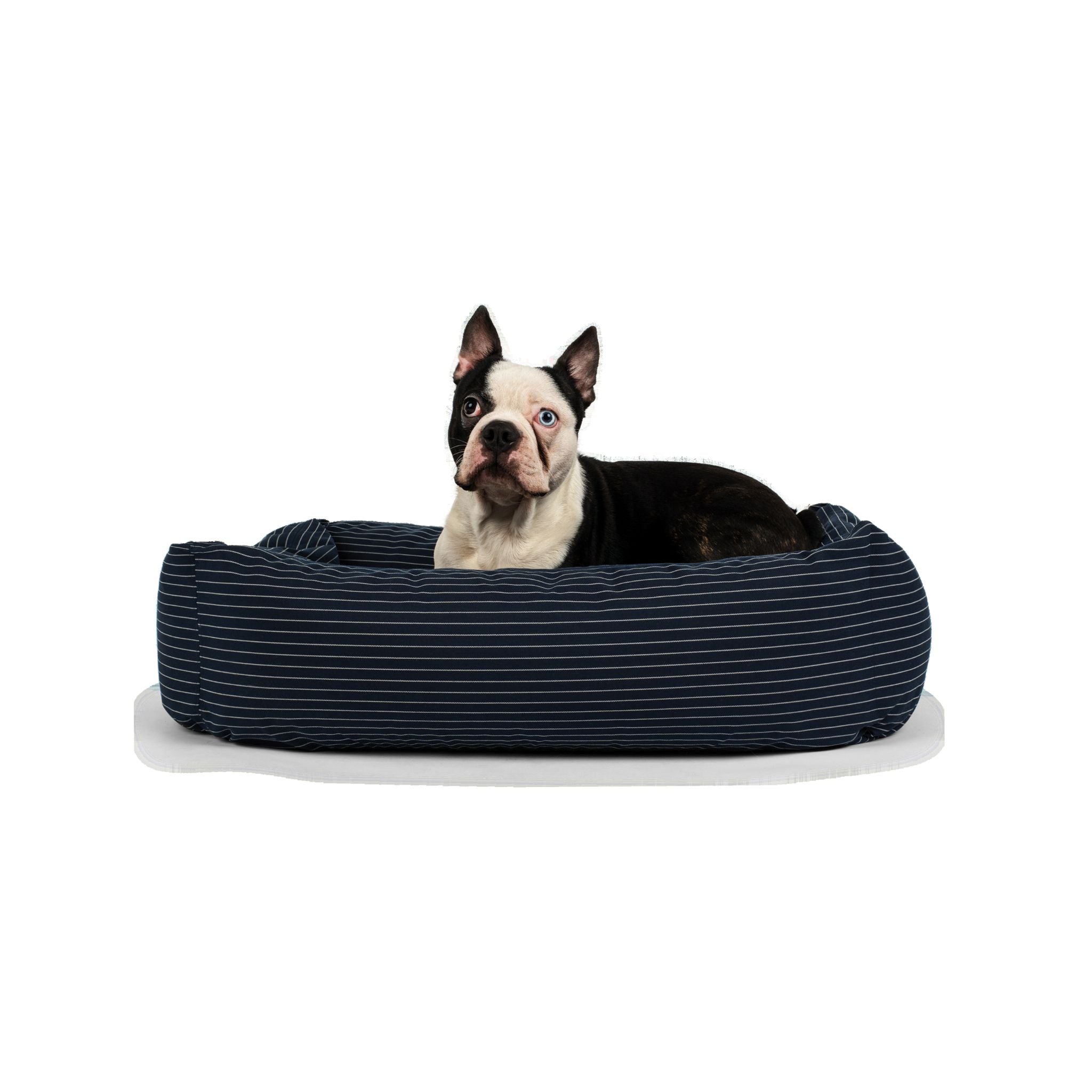 Hundebett Navy pinstripe Small