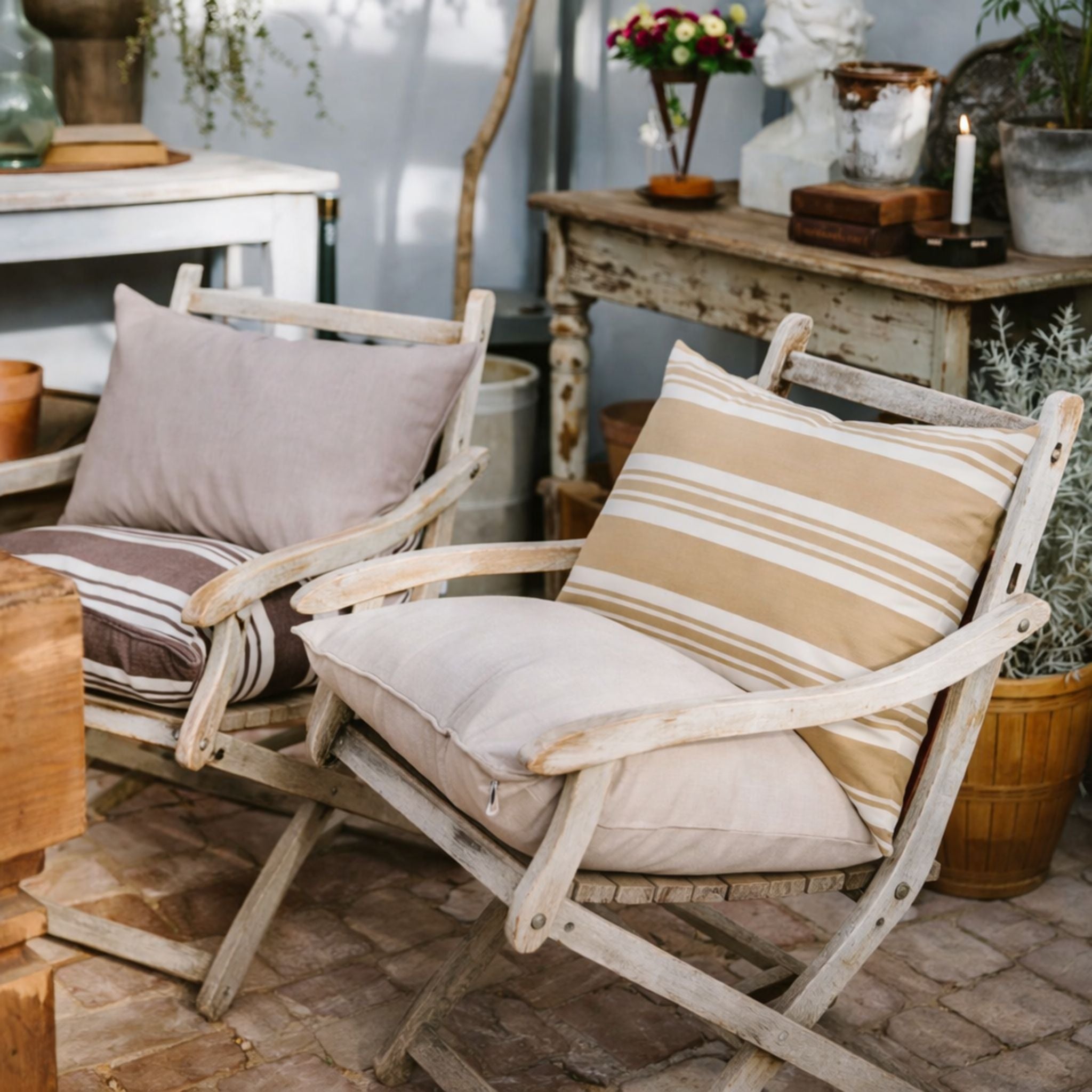Outdoor-Kissen 40x60 - Beige gestreift