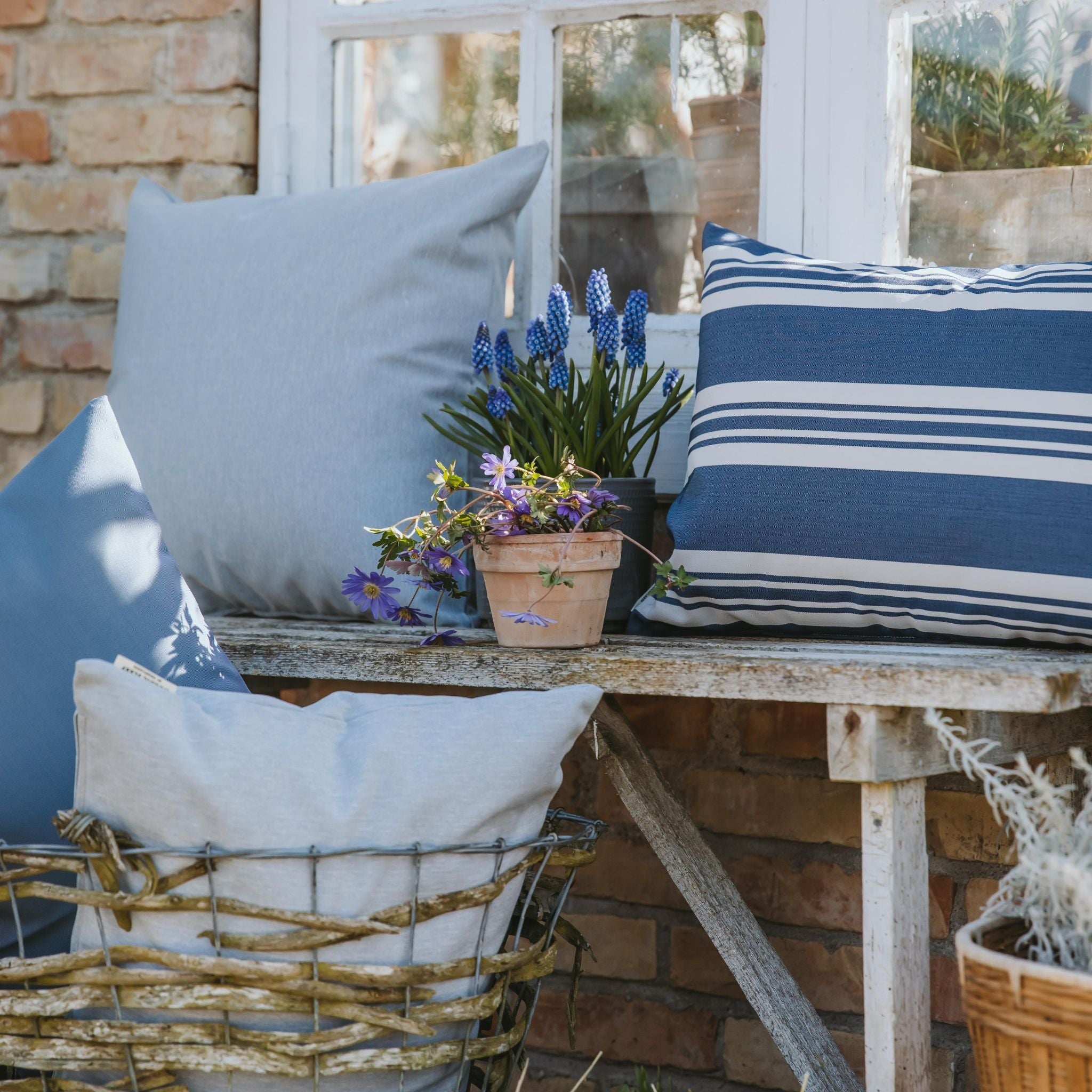 Outdoor-Kissen 50x50 - Meliert Hellblau (Auslaufende Farbe)