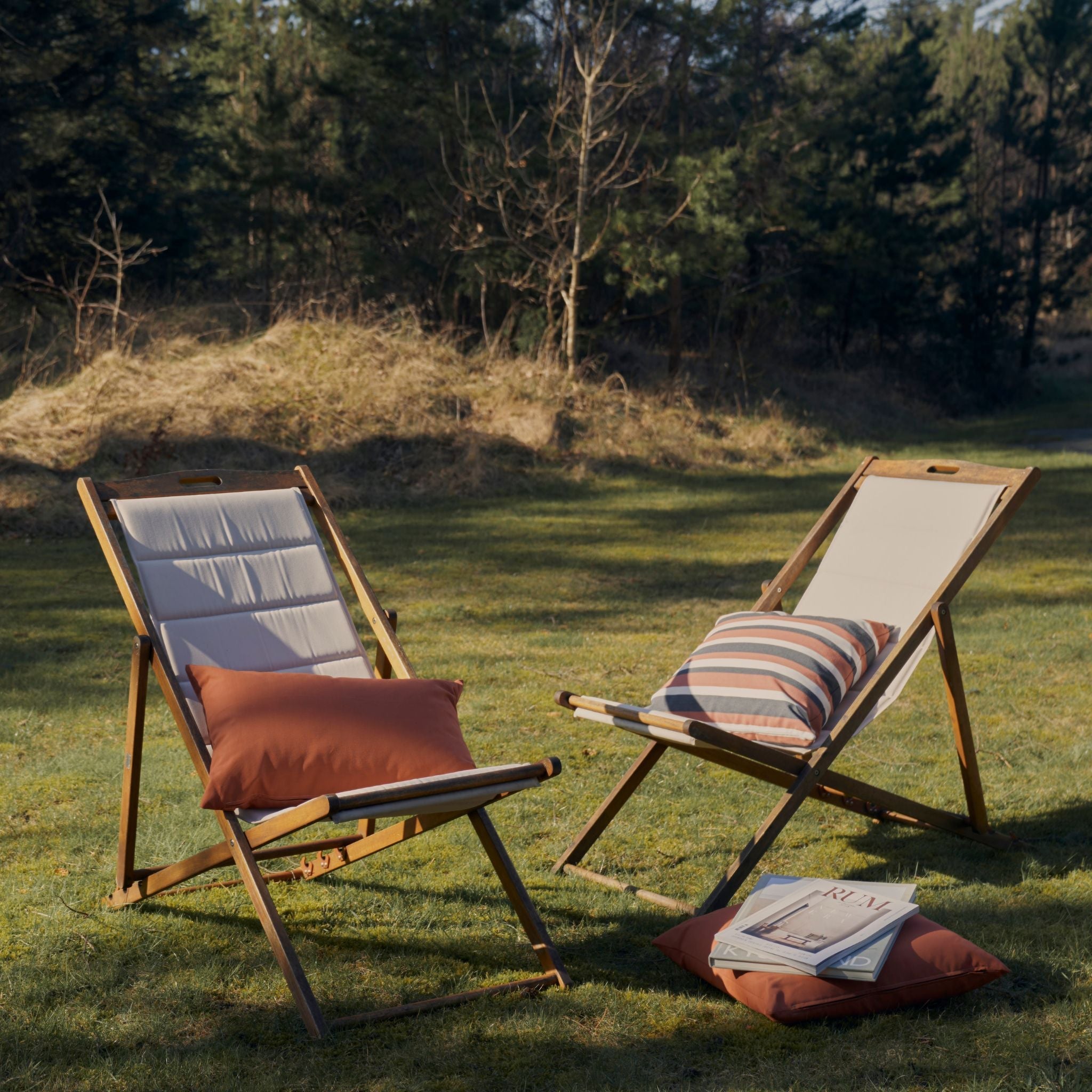 Outdoor-Kissen 50x50 - Terrakotta/Grau gestreift